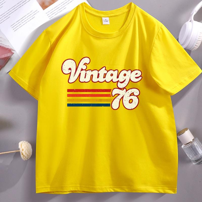 1976 Vintage Birthday Tshirt Cotton Short Sleeve 50th Birthday for Women Unisex Tshirt Printed Round Neck Short Sleeve Streetwear