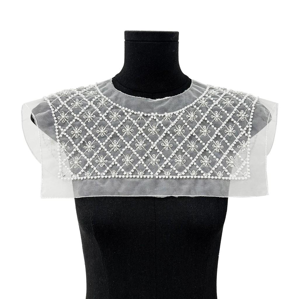 Girl Hollow Mesh Collar With Artificial Pearls And Rhinestone Decor Gift For