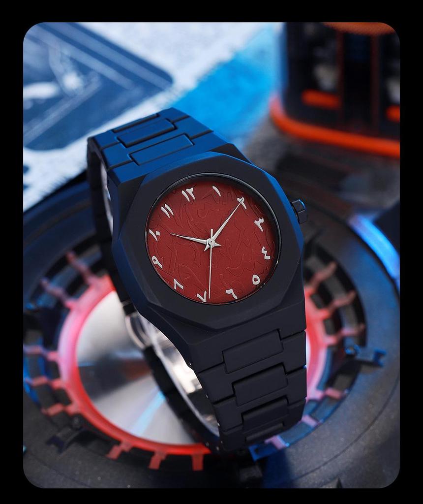 Men's Arabic Numerals Black Matte Quartz Watch