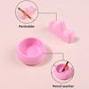 3 Piece Acrylic Manicure Brush Holder Set with Nail Polish Cleaning Cup and Gel Blending Palette, Cute Pink and Blue Gel Blending Palette