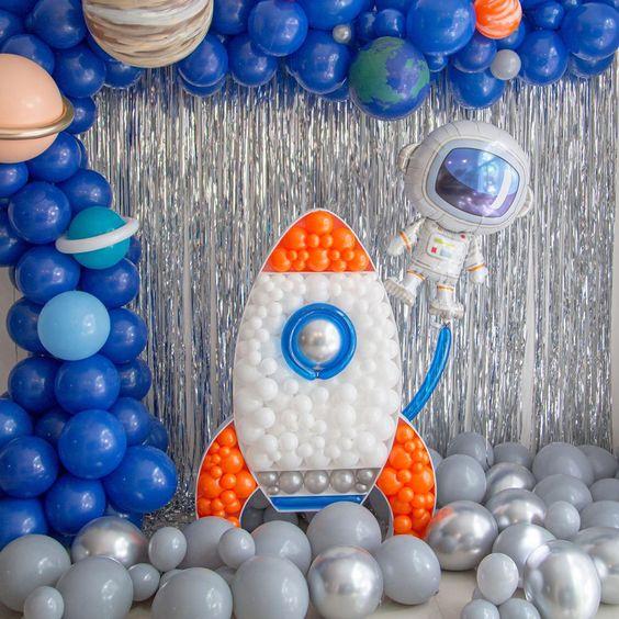 1Pc 73cm Rocket Frame KT Board Party Decor for Boys Birthday Party Decorating Tool Kids Gift Without Balloon