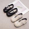 Girls Shoes 2025 Spring New Children's Small Leather Shoes Girls Princess Beanie Shoes Fashion Soft Sole Single Shoes Flat