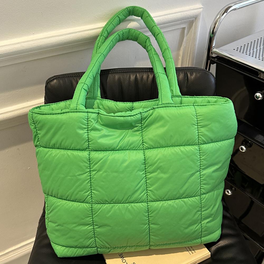 Women Padded Shoulder Bag Large Capacity Top Handle Bag Fashion Space Pad Cotton Puffer Tote Handbag Quilted Shopper Bag