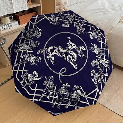 1PC Cowboys Rodeo Umbrella-8-Rib Reinforced Portable Folding Travel Suitable for All Seasons Outdoor Daily Use Is an Ideal Choice -K0338