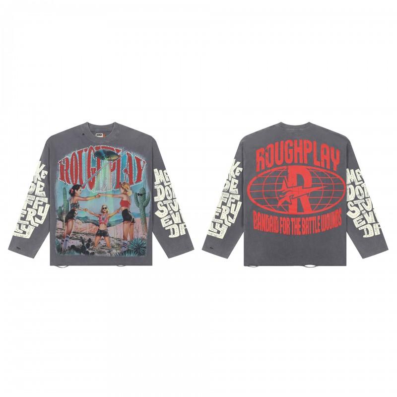 Vintage Washed Hoodie With Rhinestone Embroidery Streetwear Hip Hop Oversized Zip-Up Sweatshirt Men