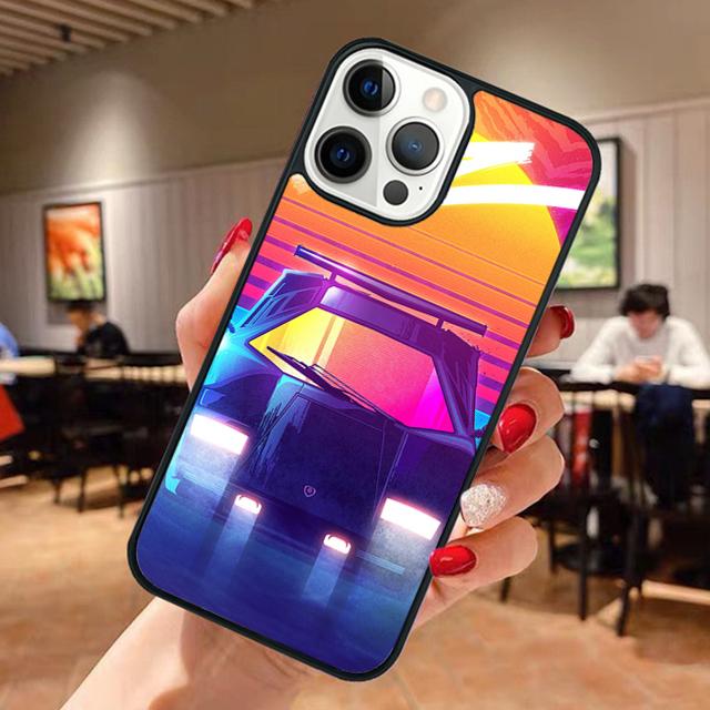 80s Retrowave Neon Palms Tree Phone Case For iPhone 17 Air 13 12 14 15 16  Cover For Apple Pro Max Plus