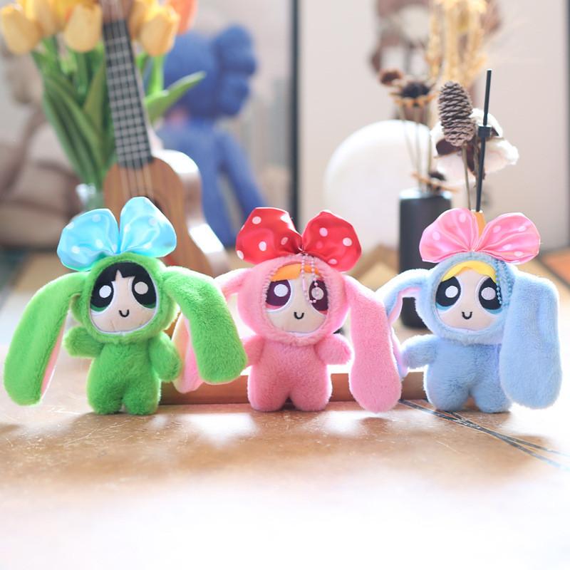 Adorable Plush Powerpuff Girls Keychain Doll Soft Toy With Cute Animal Design In Various Colors