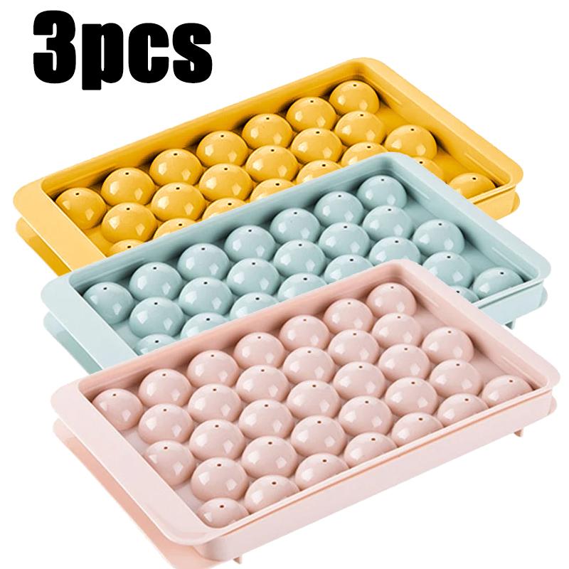 1-3pc 33Grids 3D Round Ice Cube Tray Freezer Ice Ball Maker Mold Easy Release DIY Molds Cocktail Whiskey Ice Mold Kitchen Tool