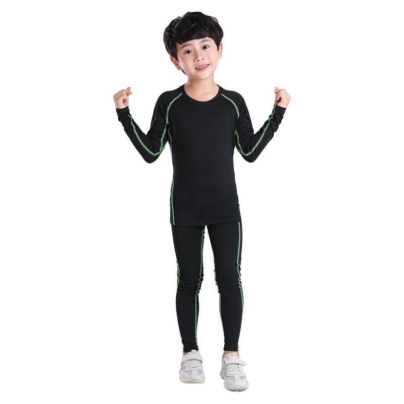 Kids' Summer Sports Compression Set: Quick-Dry Basketball & Football Training Suit, Breathable Fitness Wear for Morning Runs.