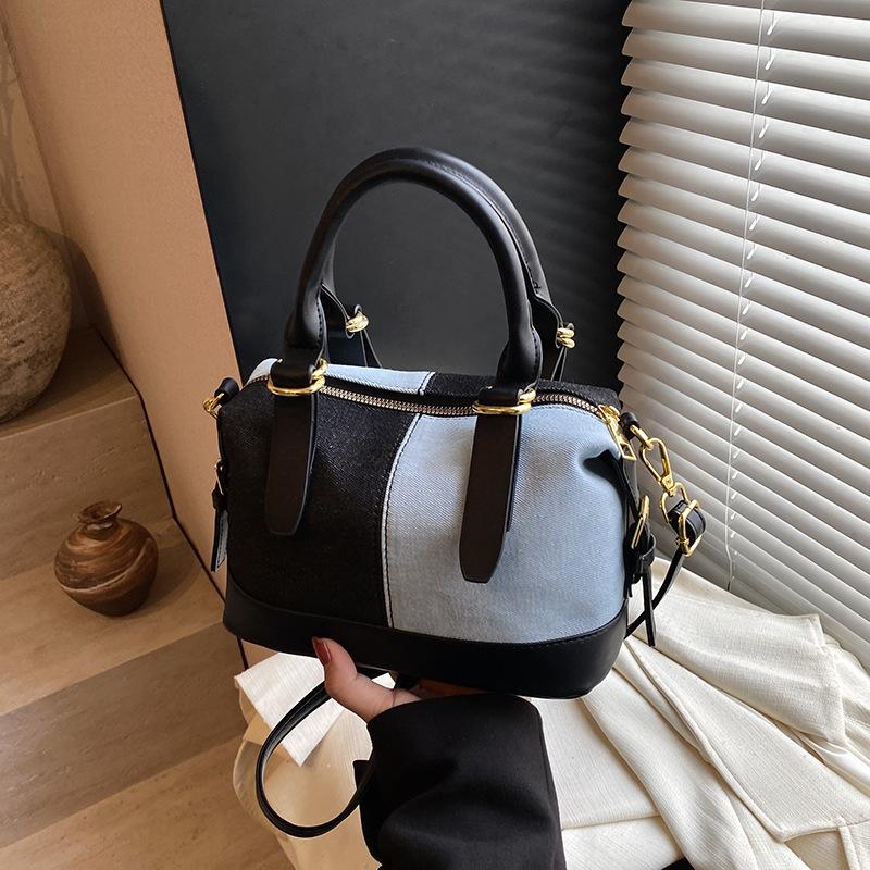 Denim Bag Women's New Popular Casual Versatile Hand Bag Contrasting Color Fashion Shoulder Messenger Bag