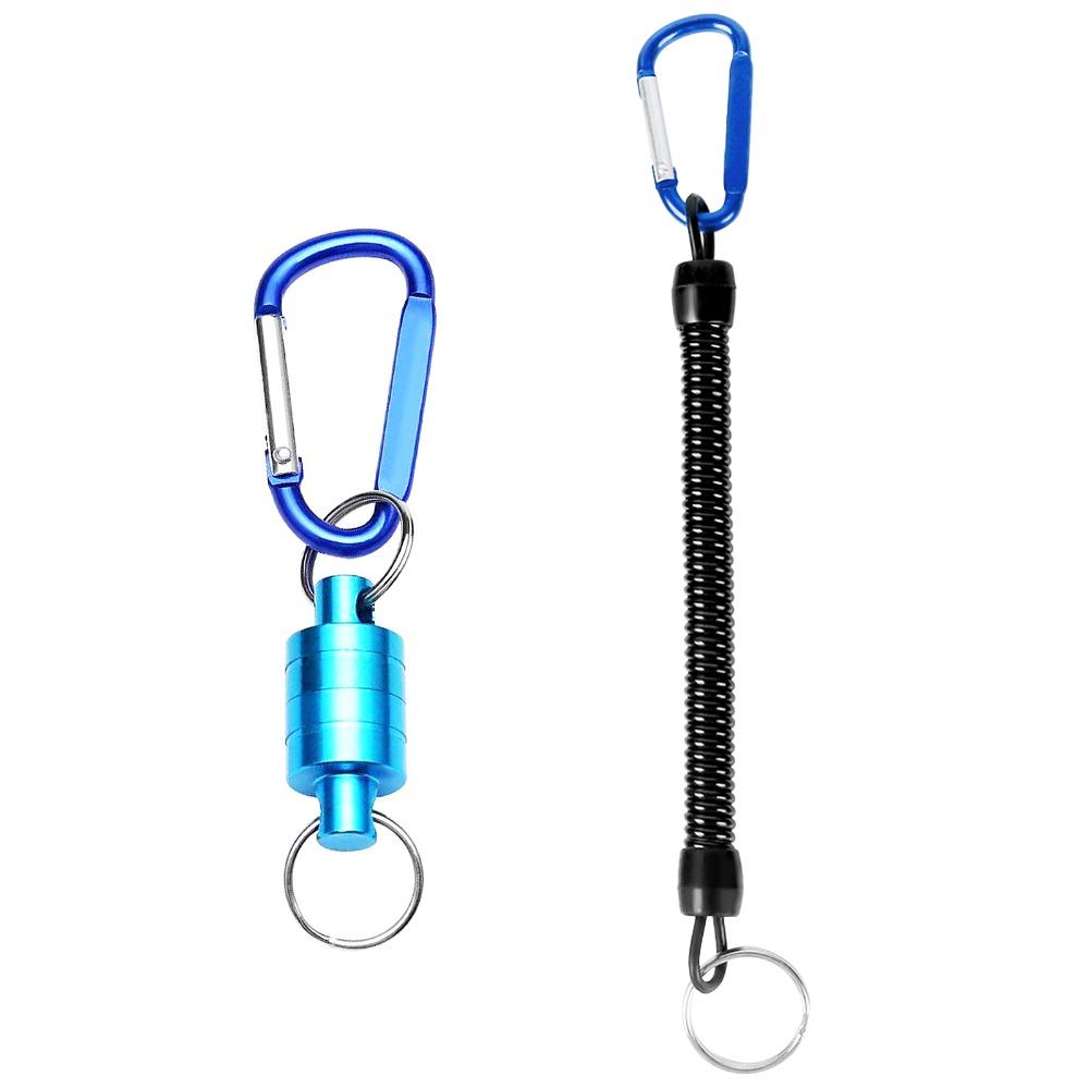 with Carabiner Clip Magnetic Net Release 3 Colors Lightweight Fishing Lanyard with Retractable Coiled Magnetic Fishing Holder