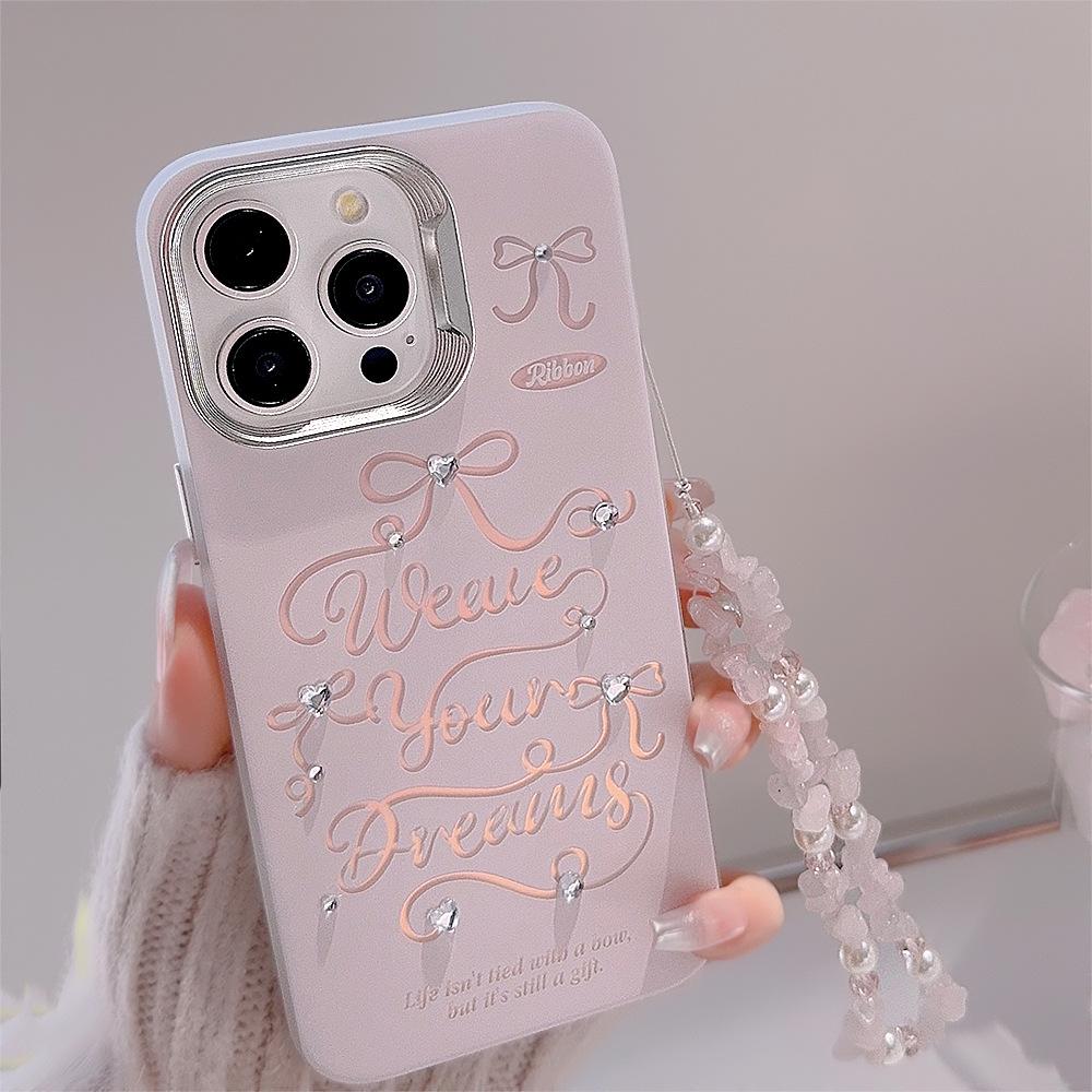 Adesivo Fai da Te Fiocco Rosa Adatto per Iphone15 Laser 14Pro Max Custodia per Telefono Cellulare Apple 16 Cordino 12