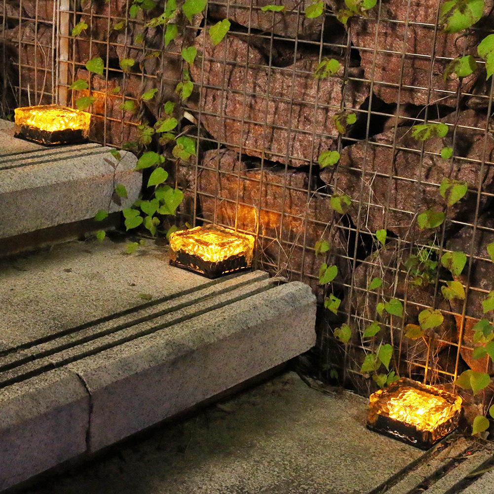 Solar 4-LED Ice Brick Paving Light for Outdoor Courtyard Décor