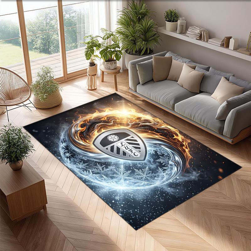 Tappeto in Velluto di Cristallo con Stampa del Leeds United Football, Comodo Assorbente d'Acqua Antiscivolo Tappeto per Pavimenti Interni