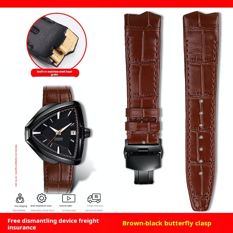 Für Hamilton VENTURA Presley 80. Jubiläum H24535331/H24525331/H24585331 Lederarmband Uhrenarmband Herren Schwarz Braun Armband