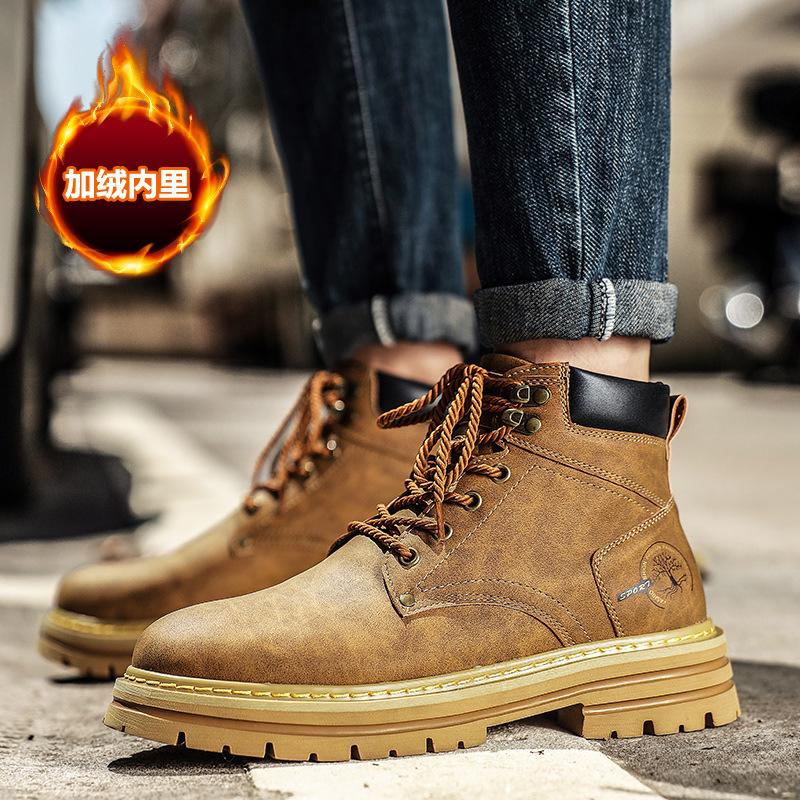 

Men s Martin boots 2025 new retro versatile men s shoes outdoor fashion velvet thermal tooling boots casual leather shoes 38