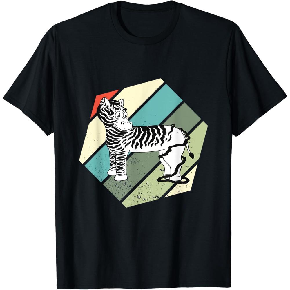 Funny Zebra Horse Hexa Zebra Stripe Retro Zookeeper Cotton Men T Shirt XXL чёрный