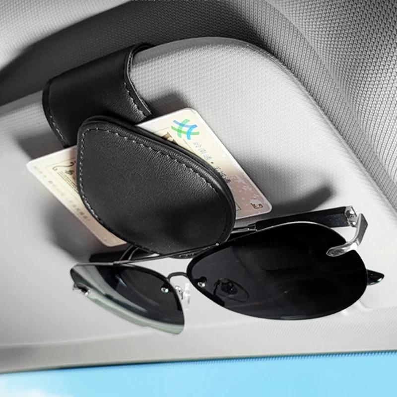 Universal Car Sunglasses Holder Leather Sunglasses Hanger Glasses Mount Ticket Clip Car Eyelasses stand