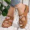 Large Size One-character Slippers Women's Summer Shoes Wedge Heel Platform Slippers Embroidered Flower Women's Cool Slippers