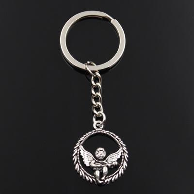 Mode Schlüsselbund 30x25mm liebe engel Amor silber farbe anhänger DIY Männer Schmuck Auto Schlüssel Kette Ring Halter Souvenir Für Geschenk