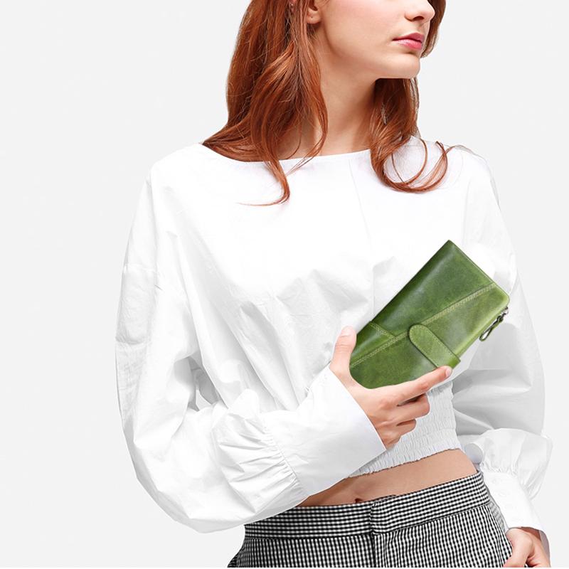 Women Genuine Leather Long Wallets Retro Cowhide Multifunctional Coin Purse Multi Slot Large Capacity Card Bag Clutch High Quality Wallet