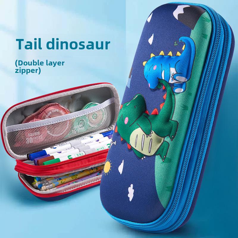 Estojo de Lápis de Camada Dupla 3D - Bolsa de Papelaria de Grande Capacidade para Alunos do Ensino Fundamental