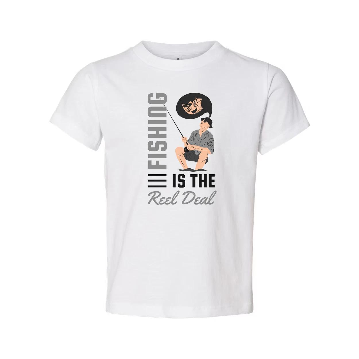 Fishing Is The Reel Deal Unisex Graphic Tee With Angler Illustration And Pun Des 2XL