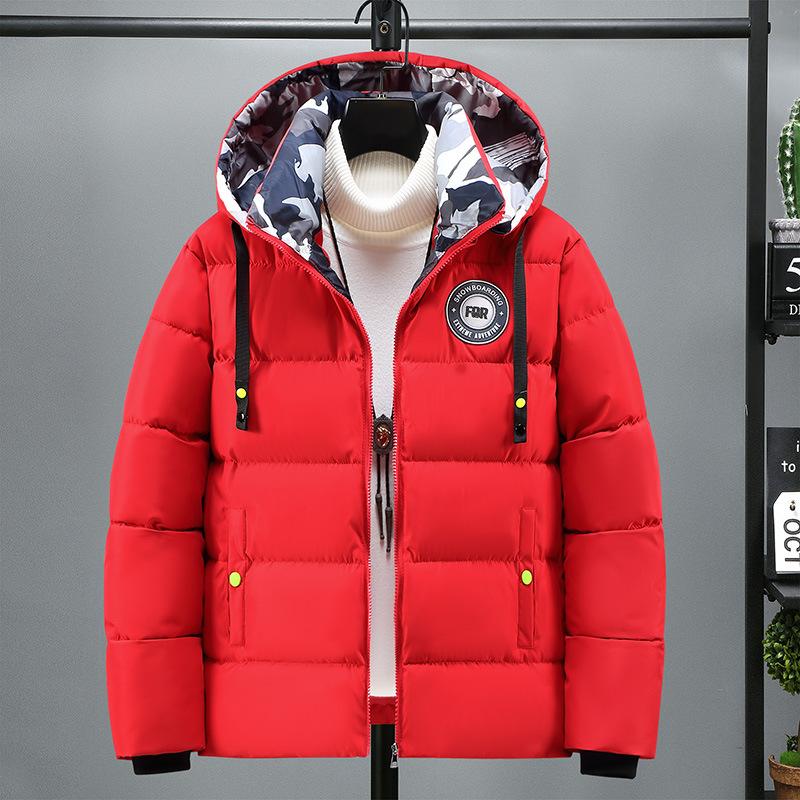 Съемная куртка с капюшоном, устойчивая к холоду, мужская зимняя хлопковая куртка, утолщенная, теплая, легкая, повседневная, свободная, удобная, хлопковая куртка XL красный