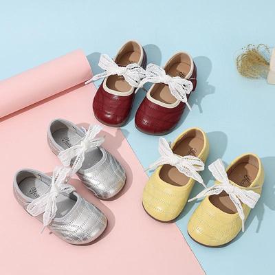 Mädchen-Schleifen-Leder-Prinzessinnenschuhe - Koreanischer Stil, Weiche Sohle, Trendige Single-Schuhe für Frühling/Herbst