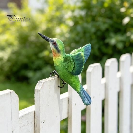 Shrub Decorative Figurine Resin Hummingbird Figurine, Clip?on Bird Statue for Fence, Flower Pot Tree Miniature Wildlife Decor Branch, Realistic