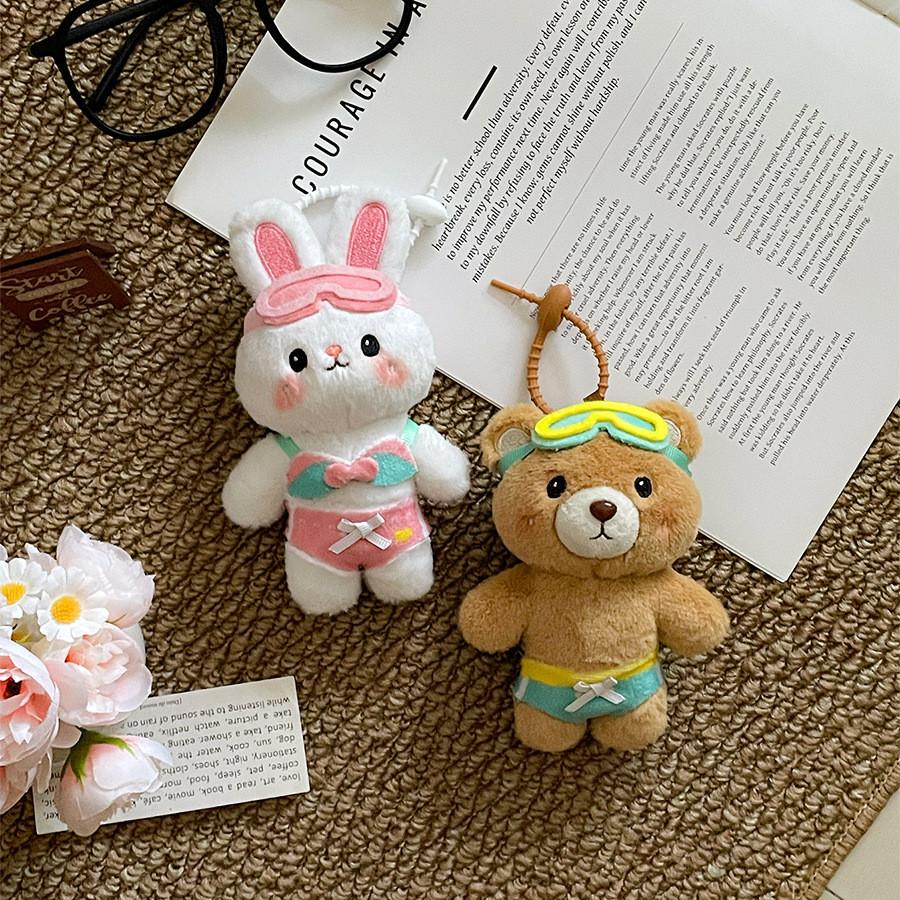 Soft Plush Toy Keychain Featuring Adorable Swimming Bear For Kids And Teens