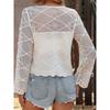 New Arrival Fashion Lace V-neck Single Breasted See-through Lace Crochet Cut Out Cardigan Long Sleeves Sun Protection Shirt for Air Conditioned Rooms