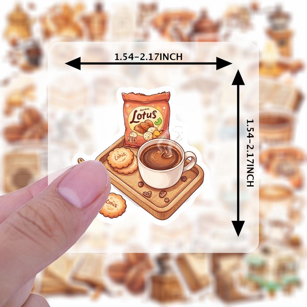 35-50pcs Vintage Coffee Stickers Retro Retro Coffee Scrapbooking Sticker Decals Diy Laptop Cup Decoration Waterproof Graffiti