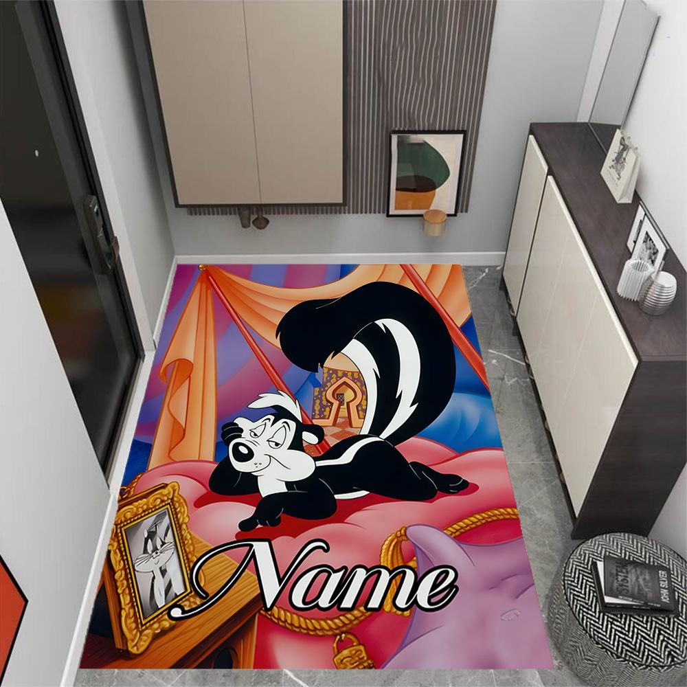 Looney Farm Animal Friends Customize Your Name Floor Rug Office Rug Suitable for Balcony Entryway Dormitory Foyer Anti-slip Rug Anime Office Decor