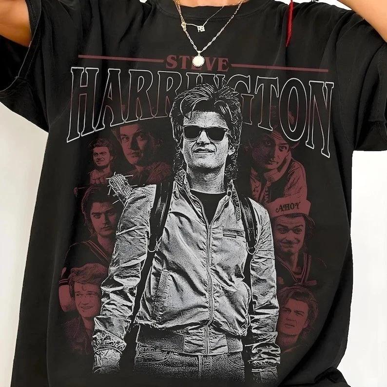 Steve Harrington 100% Cotton T-shirt Mens Tees Top, Unisex Graphic Tee Shirt M