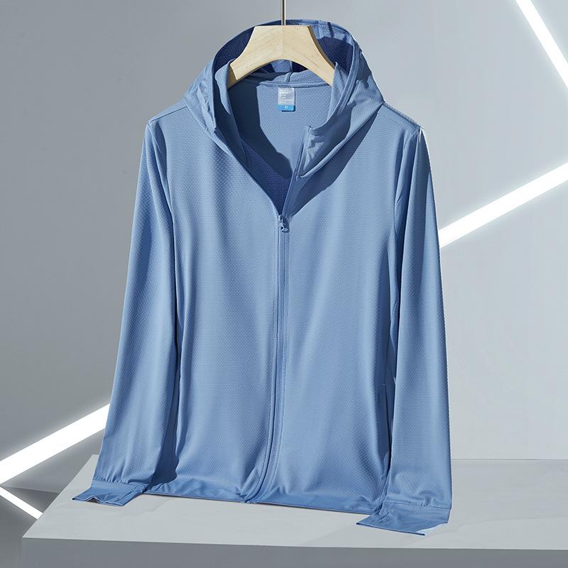Couple's Fashion Summer UPF50+ Ice Silk Sun Protection Jacket Lightweight Breathable UV Protection Long Sleeve Sun Hoodie for Men