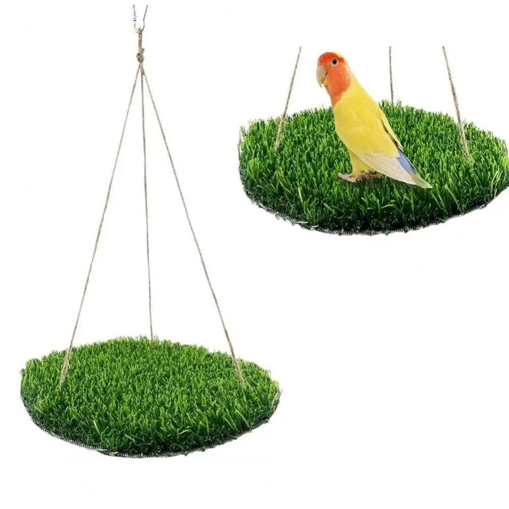 Artificial Grass Bird Swing Mat Natural Foraging Mat Toys Hamster Sleep Bed  Small Animals