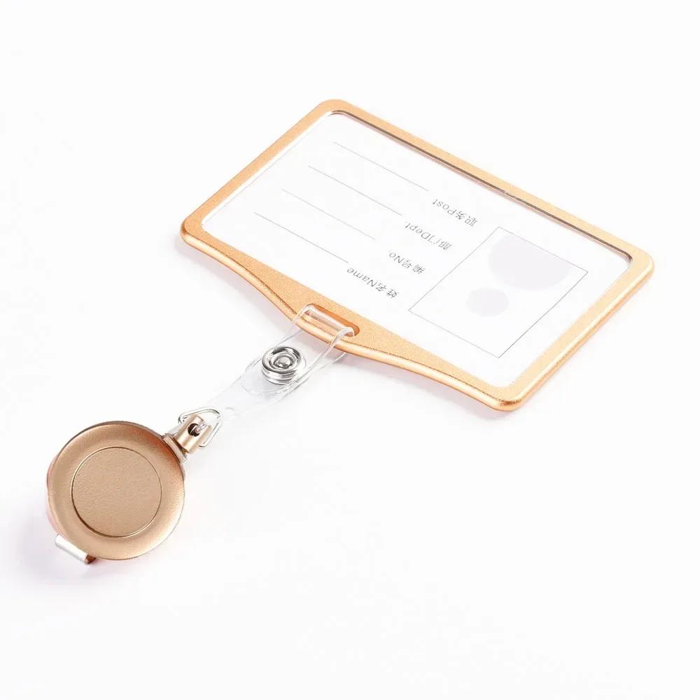 Fashion Card Cover Women Men Aluminum Alloy Work Name Card Holders Business Work Card ID Badge Lanyard Holder Metal Bags Case