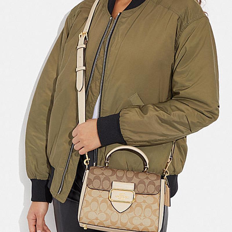 Coach Morgan 21 Classic Monogram Buckle Closure Leather PVC Handbag Women handbag Light-Khaki CH314-IMOT4