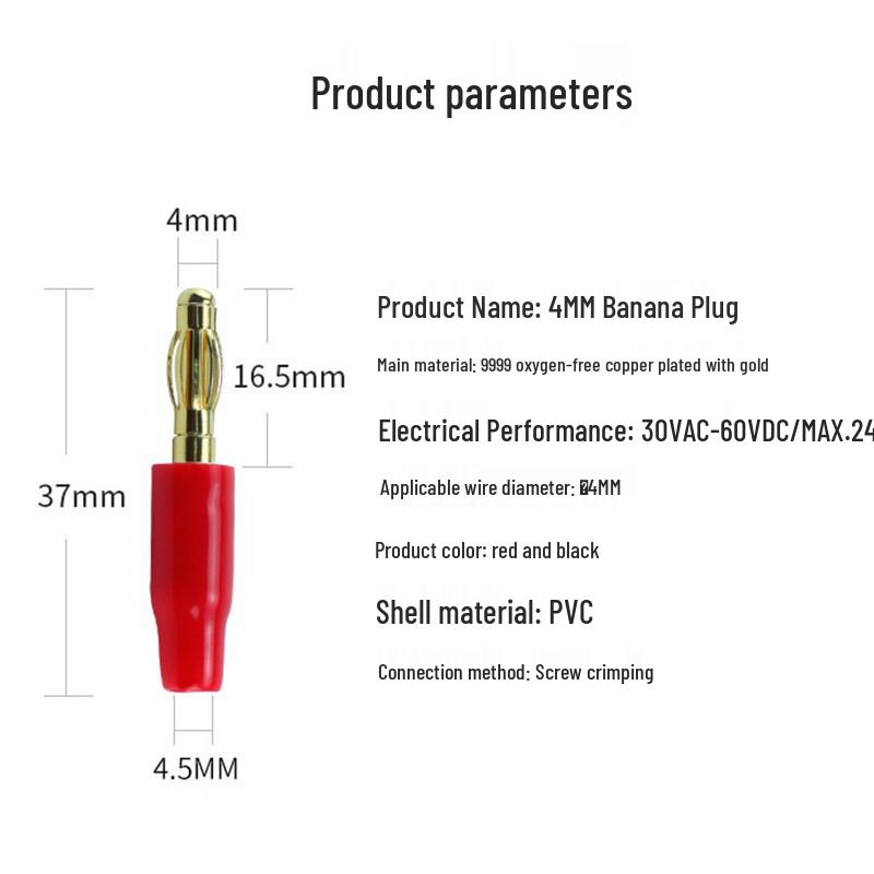 Audiophile 4mm Gold-Plated Banana Plug Oxygen-Free Copper Speaker Connector