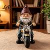 Retro Motorcycle Gnome Ornament Riding Figurine Motorbike Dwarf Resin Statue Sculpture Sculpture for Home Office Desk Bookshelf Weatherproof