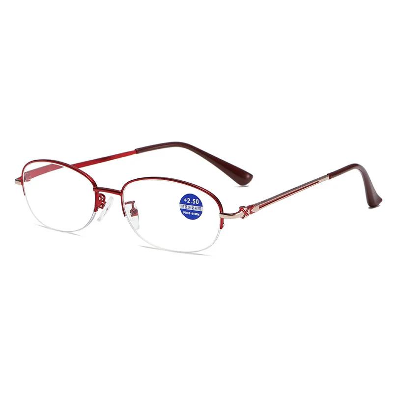 

New HD Reading Presbyopia Glasses Business Elegant Half Frame Glasses Anti Blue Presbyopia Glasses Women s Hyperopia Glasses 1.0 красный