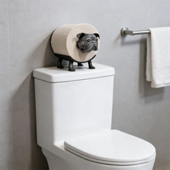 English Bulldog Toilet Paper Holder 3D Printed Free Standing Dog Roll Paper Holder Kitchen Bathroom Paper Towel Dispenser Storage Rack
