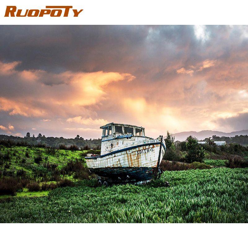 RUOPOTY Small House Picture DIY Painting By Numbers Kits Landscape Modern Wall Art Picture By Numbers For Home Decors 40x50cm