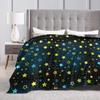 Cartoon Colorful Stars Fleece Blanket Lightweight Flannel Blanket Soft Warm Cozy Fuzzy Throw Blankets for Couch Bed Sofa Travel