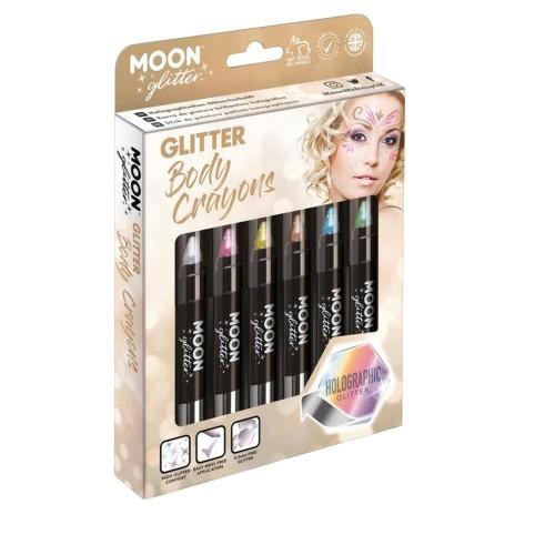 Moon Glitter Holographic Body Crayons (Pack of 6)