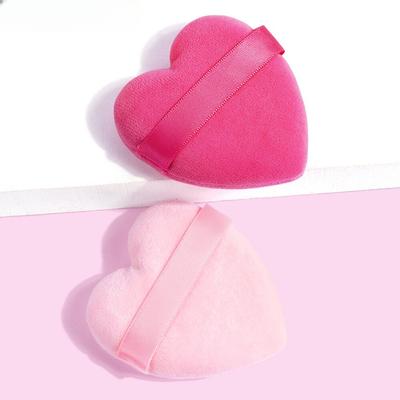2 Pieces Heart-shaped Velvet Makeup Puff Pink Facial Cosmetic Makup Cotton Sponge Beauty Tool For Beauty