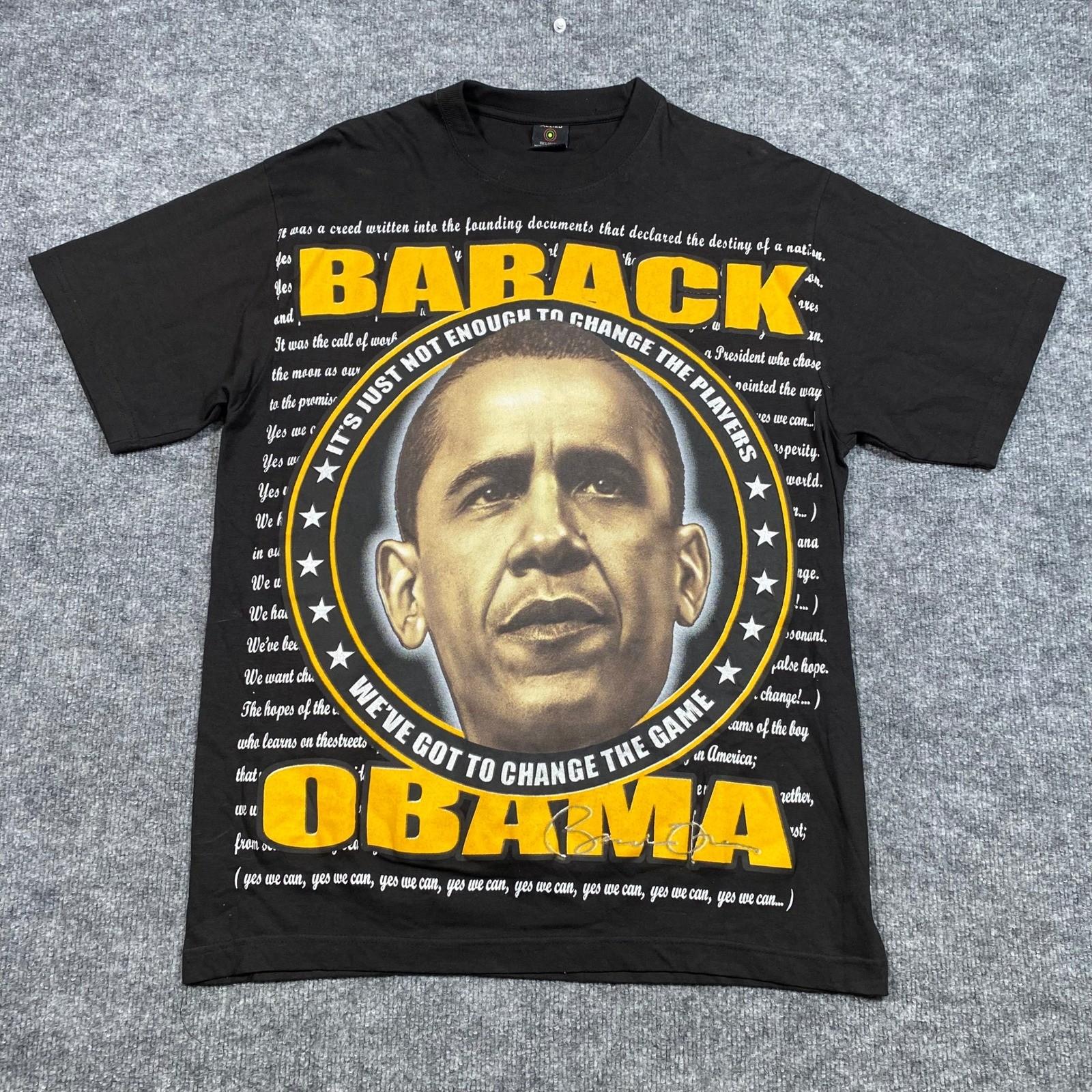 Allied Barack Obama Yes We Can Campaign Graphic T-Shirt Mens Large Black Unisex T-Shirt M