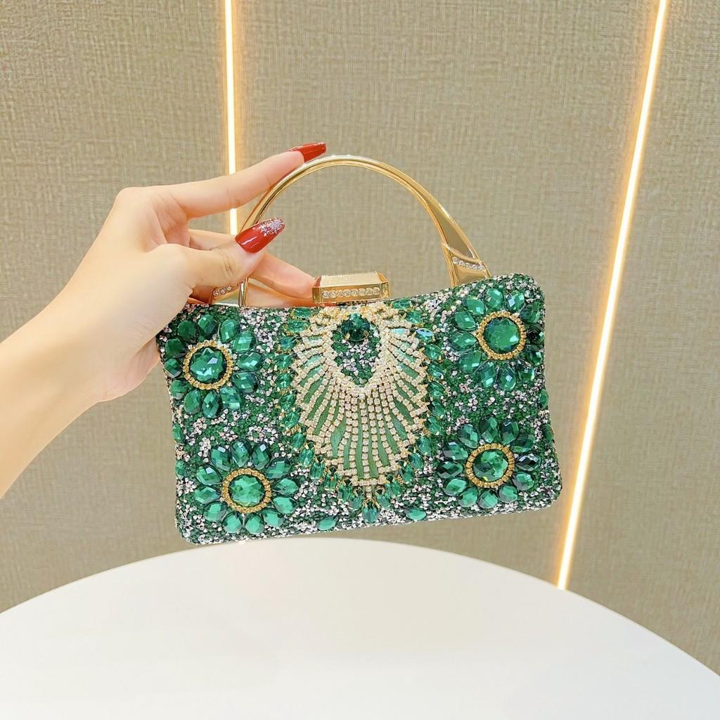Elegante Borsa a Mano da Sera con Strass Decorati Piccola Borsa da Festa da Mano per Eventi Matrimoniali
