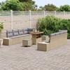 VidaXL Ensemble de sofa de jardin 11 pièces avec coussins Beige Poly Rattan Acacia 3362762